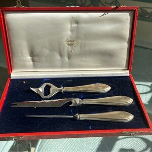 CARTIER STERLING SILVER 3-PIECE BAR SET IN ORIGINAL CARTIER RED BOX